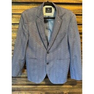 Tailorbyrd Mens Blazer Sport Coat Blue‎ Stripe Stretch Seersucker Elbow 38S